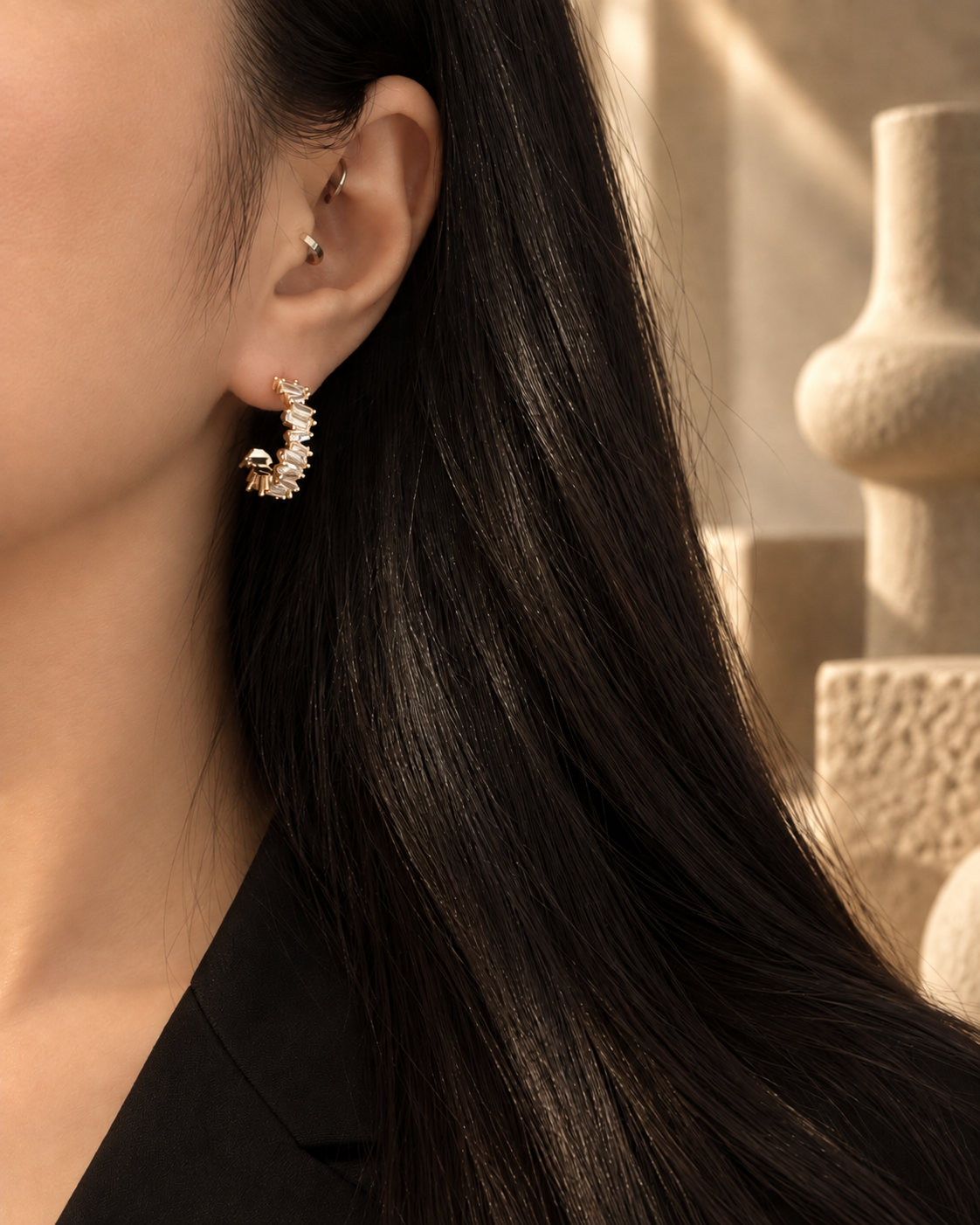 Crystal Half Hoops