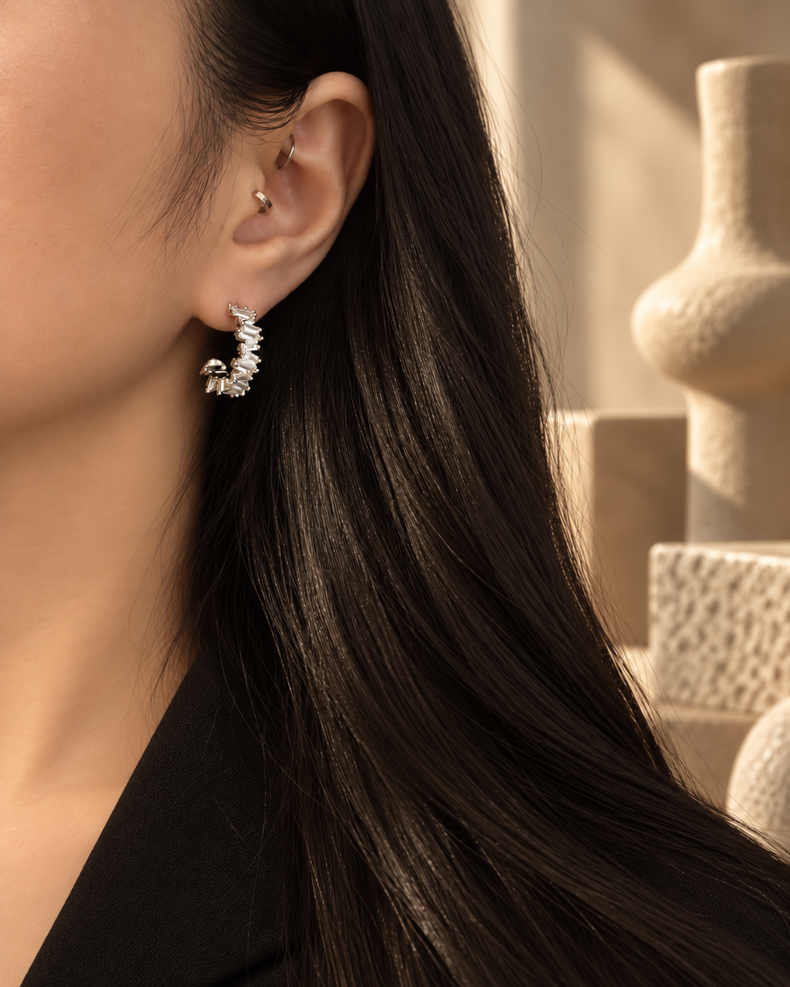 Crystal Half Hoops