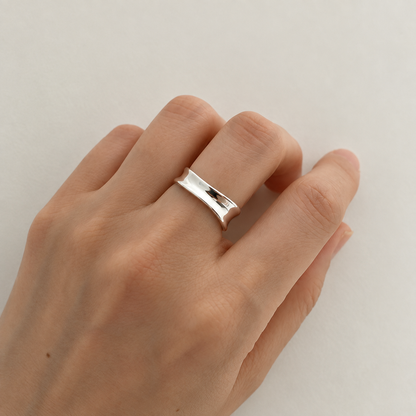 Curved Band Ring silver worn