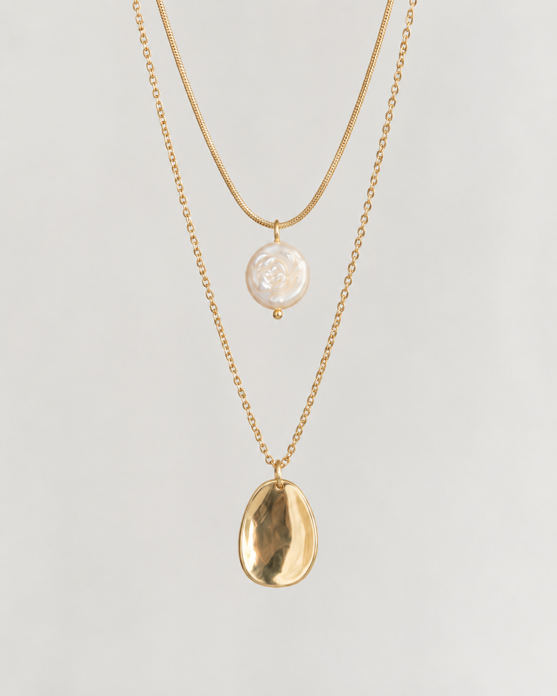 Pearl Layered Necklace in gold