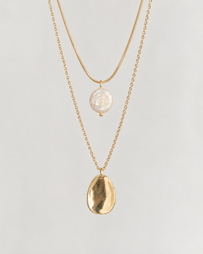 Pearl Layered Necklace in gold