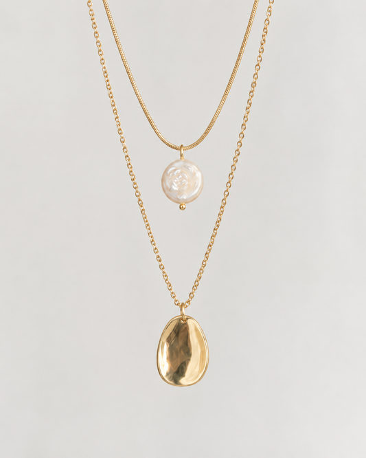 Pearl Layered Necklace in gold