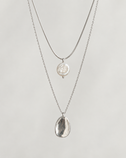 Pearl Layered Necklace in silver
