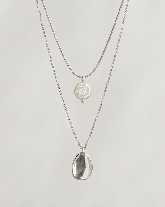 Pearl Layered Necklace in silver